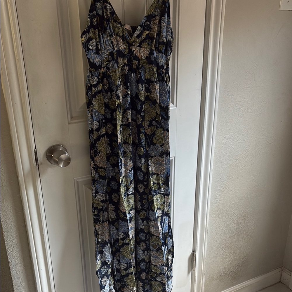 Blush Floral Dress with Blue and Green Accents